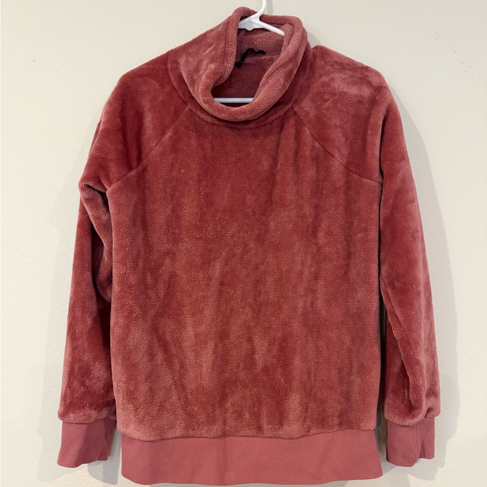 GAIAM Fuzzy Turtleneck‎ Sweatshirt Dusty Pink Size S Oversized Plush Pullover